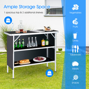 Folding Camping Table Portable Picnic Table - Black by Costway