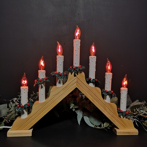 Premier 7 Flickering Bulb Christmas Candle Bridge - White by Samuel Alexander