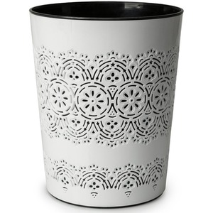 White Floral Waste Paper Bin - White by Blue Canyon