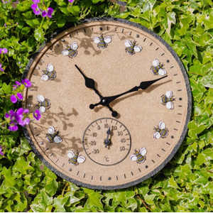 Bee Garden Wall Clock - Grey & Cream by Garden Mile