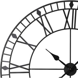 Skeleton Large Wall Clock with Roman Numerals - Black by Home Garden Direct