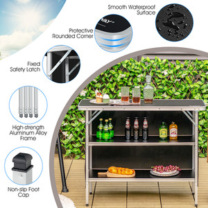 Folding Camping Table Portable Picnic Table - Black by Costway