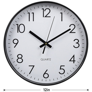 12-Inch Non-Ticking Battery-Operated Wall Clock - Black by Livingandhome