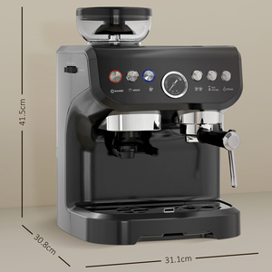 HOMCOM Espresso Machine with Integrated Bean Grinder Steam Wand - Black by HOMCOM