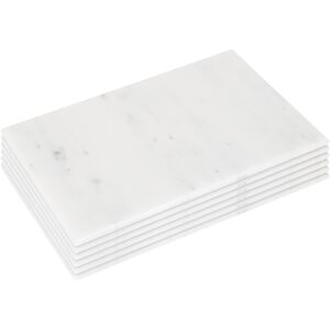 6x Rectangle Marble Placemats - 30cm x 20cm - White by Argon Tableware