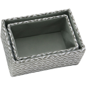 Argyle Set of 2 Rectangular Storage Baskets - Grey by JVL