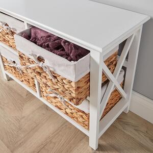 Home Source Dartmouth 4 Wicker Basket Drawer Chest Storage Unit - White by Home Source