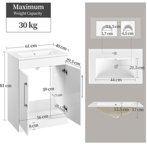 Yaheetech Bathroom Cabinet with Ceramic Sink - White by Yaheetech