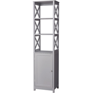 Freestanding Wooden Bathroom Tall Cabinet - Grey by Livingandhome