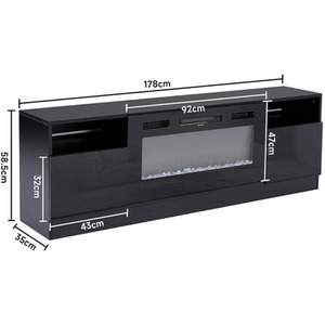 Recessed Electric Fireplace with TV Cabinet and Crystal Stone Fuel by Livingandhome