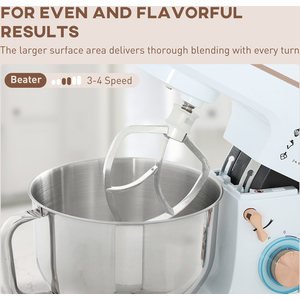 HOMCOM Stand Mixer 5L Food Mixer for Baking 6 Speeds and Pulse Setting - White by HOMCOM