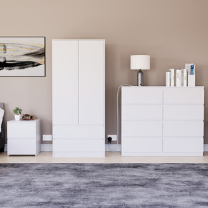 Denver Bedroom Set (2 Drawer Bedside, 8 Drawer Chest, 2 Door 2 Drawer Wardrobe) by Vida Designs