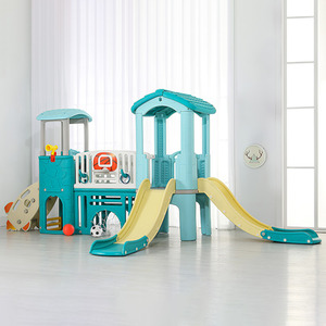 Toddlers Slide and Climber with Balls and Ring Toss - Light Blue by Livingandhome