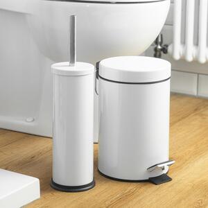 Round Stainless Steel Bathroom Pedal Bin - White by Harbour Housewares