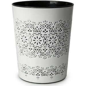 White Floral Waste Paper Bin - White by Blue Canyon