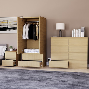 Denver Bedroom Set (2 Drawer Bedside, 8 Drawer Chest, 2 Door 2 Drawer Wardrobe) by Vida Designs