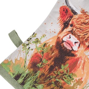 The Highland Cow Single Oven Glove - Sage