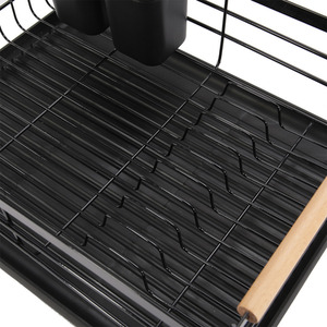 Iron Dish Drainer Drip Tray - Black by Livingandhome