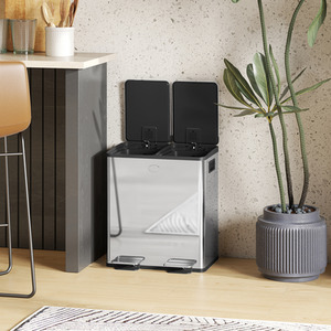 HOMCOM 20L Dual Kitchen Bin with Removable Inner Buckets by HOMCOM