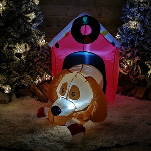 Inflatable Light Up LED Indoor Outdoor Dog House Christmas Decoration - Red by Samuel Alexander