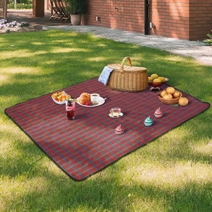 Portable Checked Stripe Outdoor Picnic Blanket by Livingandhome