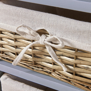 Home Source Lichfield 3 Willow Basket Drawer Chest Storage Unit - Grey by Home Source