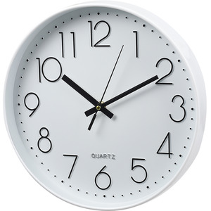 12-Inch Non-Ticking Battery-Operated Wall Clock - White by Livingandhome