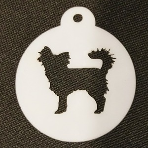 Dog Themed Coffee Stencil - White / Long Haired Chihuahua by Pet Mirrors