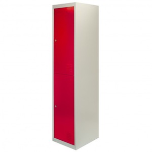 Metal Storage Lockers - Two Doors Flatpacked - Red by Monstershop