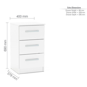 Wooden 4 Piece Furniture Set Wardrobe Chest of Drawers Bedsides Lynx - White by Birlea