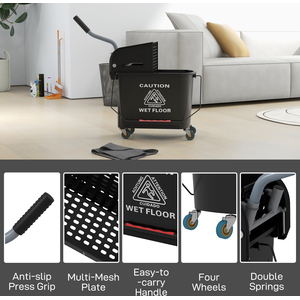 HOMCOM Mop Bucket with Wringer Wheels by HOMCOM