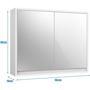 Bathroom Double Mirrored Door Cabinet - White by Costway