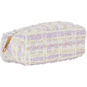 Lilac Check Fabric Pencil Case - Purple