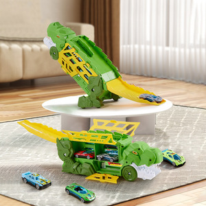Dinosaur Toy Truck Set - Green and Yellow by komore