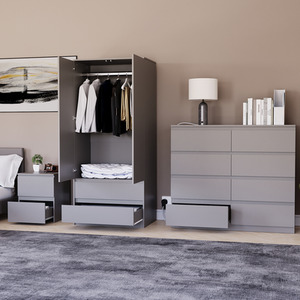 Denver Bedroom Set (2 Drawer Bedside, 8 Drawer Chest, 2 Door 2 Drawer Wardrobe) by Vida Designs