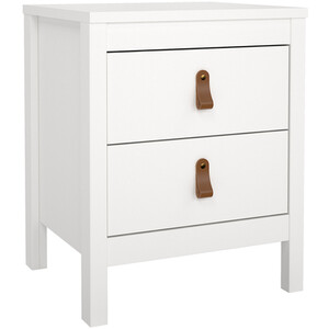 Barcelona 3 Piece Bedroom Set - White / 1 x 2-drawer bedside, 1 x 5-drawer chest of drawers and 1 x 3-door wardrobe