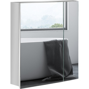 Wall Mounted Bathroom Mirror Cabinet with Doors Storage Shelves - Silver by kleankin