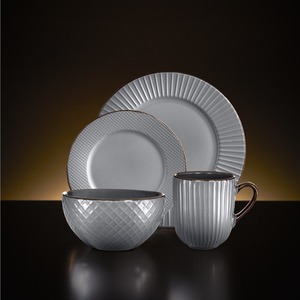 Empire 16 Piece Dinnerware Set - Grey by Tower