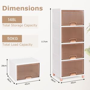 4-Tier Stackable Storage Boxes - White by Costway