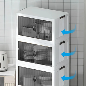 Collapsible Closet Organizers with Foldable Plastic Storage Boxes - White / 4 boxes with wheels by Woohoo Furniture