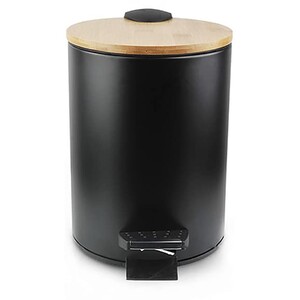 Bathroom Bin with Bamboo Lid 3L - Black