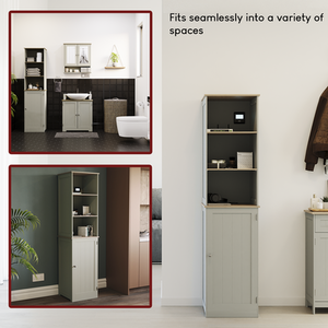 Priano 1 Door 2 Shelf Tall Cabinet - Grey by Vida Designs