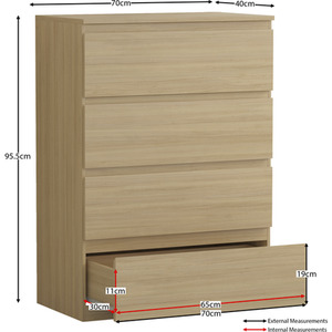 Denver Bedroom Set (2 Drawer Bedside, 4 Drawer Chest, 2 Door 2 Drawer Wardrobe) by Vida Designs
