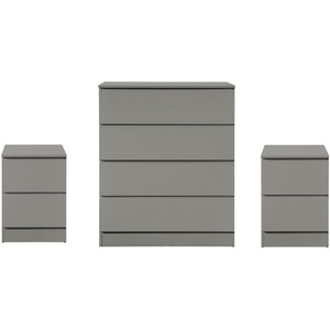 3 Piece Furniture Set Chest of Drawers Bedside Tables Birlea Oslo - Grey by Birlea