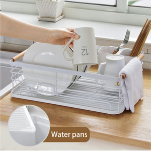 Iron Dish Drainer Drip Tray - White by Livingandhome
