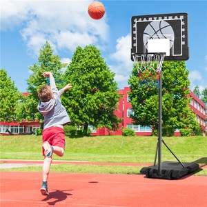 Height Adjustable Basketball Hoop on Wheels - Black / 264cm by Yaheetech