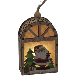 Hanging Santa Lit - wooden by SnowTime