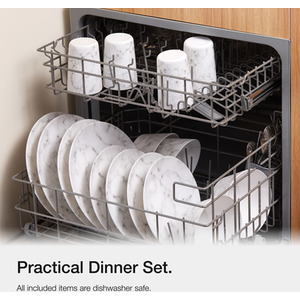 16Pc Melamine Plastic Dinnerware Set - Marble by VonShef