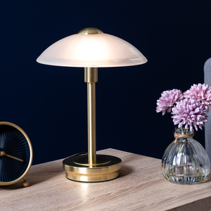 Alabaster Shade Touch Table Lamp - Satin Brass by Litecraft