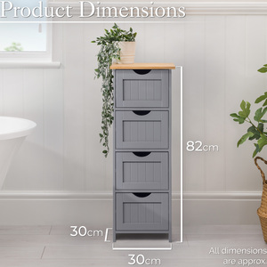 Bathroom 4 Drawer Cabinet - Grey by Christow